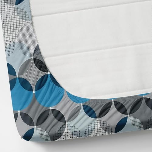 Image of 380 TC Premium Glace Cotton Elastic Fitted Bedsheet King Size with 2 Pillow Covers King Size | Double Bed with All Around Elastic (Blue&Gray), Fitted Queen-60x78