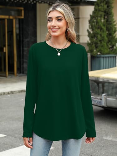 Image of Elesomo Womens Shirts Casual Crew Neck Short /Long Sleeve Tunic Tops Tees