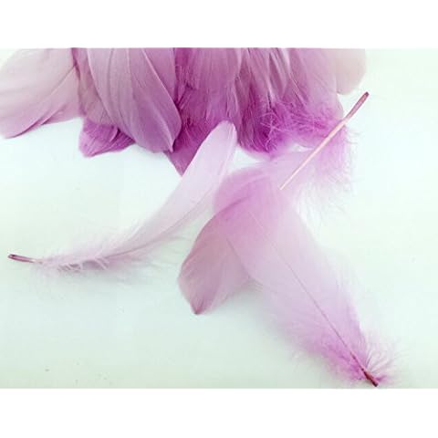 Colorful Goose Feathers, for DIY Craft Wedding Home Party Decorations 50pcs/pack/ (4--7.8 inch) (Light purple) Cover