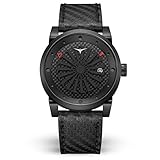 Zinvo Venom Homme Montre Bracelet Automatique Cuir Noir Acier Carbone