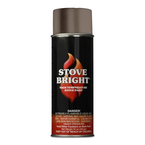 Stove Bright High Temp Paint - New Bronze - 8107 | Heat Resistant Spray for Wood Stove BBQ Grill Fireplace Engine | Satin Finish | Rust Resistant Metal Coating | Withstands 1200°F | Primer Friendly