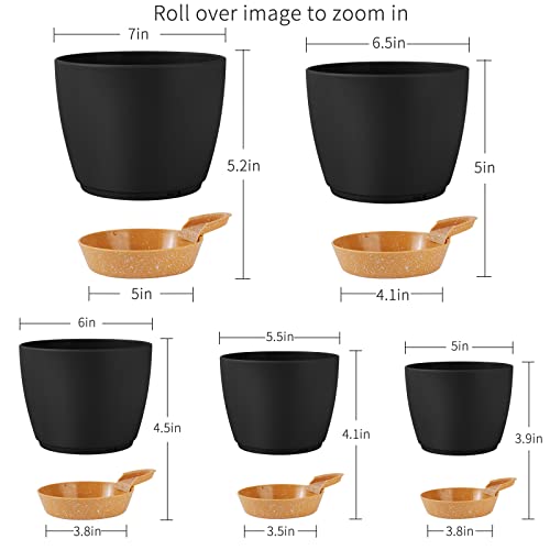 Gardife GD-PLANTPOT-010 Plant Pots 7/6.5/6/5.5/5 Inch Self Watering Planters With Drainage Hole, Plastic Flower Pots, Nursery Planting Pot For All House Plants, Succulents,Snake Plant thumb #2