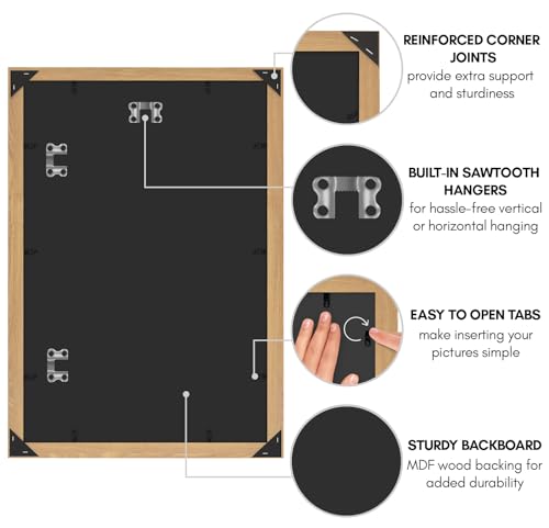 Americanflat 12x18 Poster Frame with Polished Plexiglass - Wide Picture Frames Made of Engineered Wood for Vertical or Horizontal Wall Display - Epic Collection - Pine