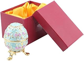 Sheens Easter Egg Trinket Box, Hand Painted Enamel Faberge Egg with Sparkling Rhinestones for Home Desktop Decoration Craft Gift
