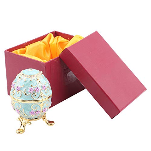 Huevo de Fabergé esmaltado pintado a mano Caja de huevos de Pascua esmaltada Joyero Organizador Contenedor Esmalte para aretes, collares, cuentas Regalo único para la decoración del hogar Cover