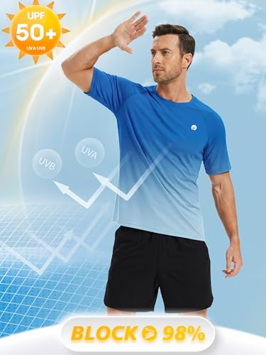 Image of PINSPARK Workout Shirts for Men UPF 50+ Quick Dry Athletic Gym Tee Shirts Mens Short Sleeve Running Cooling Swimming T-Shirt