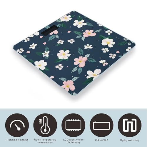 Báscula Digital de Vidrio Templado Azul Navy Floral miniatura 3