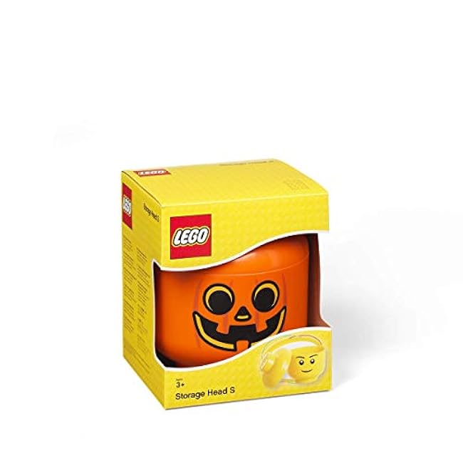 Room Copenhagen, LEGO Storage Heads Stackable Storage Container - Buildable Organizational Bins for Kid¡¯s Toys and Accessories - 6.30 x 6.30 x 7.28in - Small, Pumpkin, Holds 250 Bricks