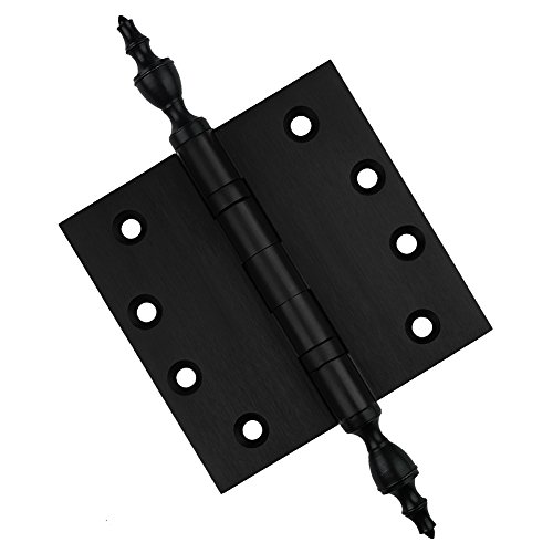 Embassy Door Hinge Solid Brass - 4 X 4 Inch, Heavy Duty, Black, Ball Bearings, Rust Resistant Pin, Architectural Designer Grade, Home Improvement, 2 Pack #TOP2