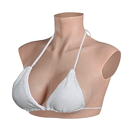 MINAKY Faux Sein Plaques Mammaires Réalistes en Silicone pour Travesti Cosplay Transgender Drag Queen Crossdresser Shemale Ladyboy - 9e génération.(D Cup, Jaune) Cover