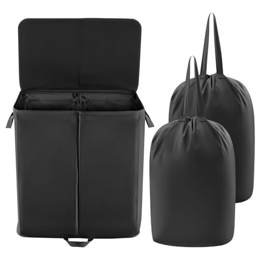 Lifewit 136L Double Laundry Hamper with Lid and Removable Laundry Bags, Large Divided Hamper, Collapsible 2 Section Laundry Basket with Handles for Bedroom, Bathroom, College Dorm, Laundry Room, Black