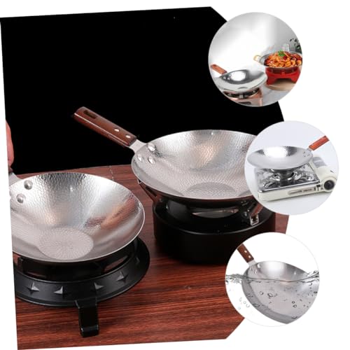 Wok de acero inoxidable con mango de madera miniatura 4