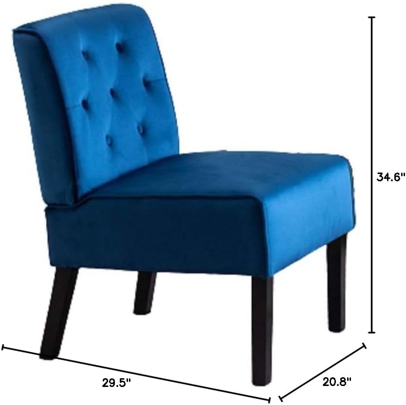 Miniatura 2 de Container Furniture Direct Reese - Silla moderna de mediados de siglo para sala de estar, sin brazos, con botones y patas de madera maciza, 2