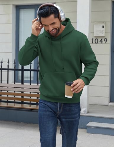 Image of COOFANDY Men Cotton Fleece Hooded Sweatshirt Casual Long Sleeve Hoodies Pullover Fashion Drawstring Hoodie with Kanga Pocket