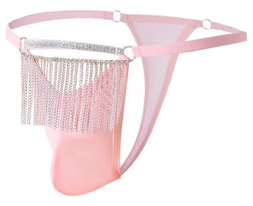 SEAUR Men's Bikini Thongs Panties Bugle Pouch G String Underwear Low Rise T Back Briefs with Tassel