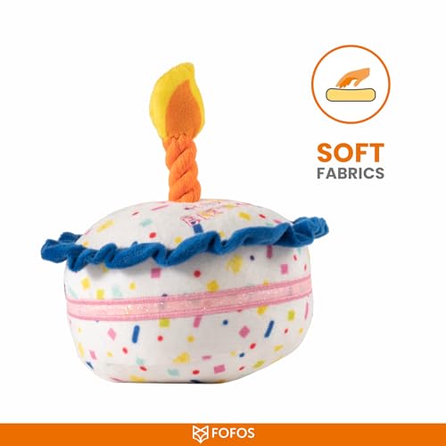 Image of BarkButler x Fofos Birthday Cake Plush - Soft & Squeaky Toys for Dogs, Dog Toys for Medium Dogs (0-20kgs) - Multicoloured