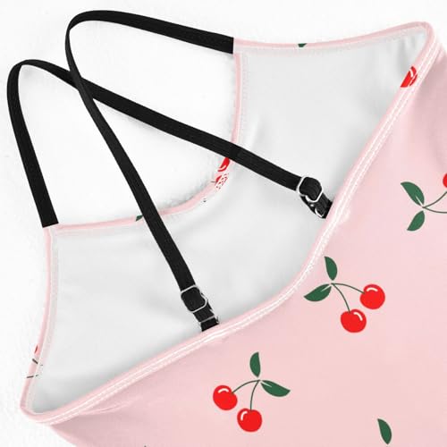 Girls One Piece Swimsuits Pink Cherry Bathing Straps Suit Kids Cute Swimwear 3-10T4