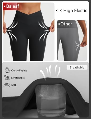 baleaf Women's Knee Length Capri Leggings with Pockets Stretch Casual Exercise Summer Yoga Workout Pants3