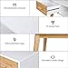 HOMECHO Writing Computer Desk Modern Workstation Table Wood Compact Study Desk with 4 Drawer Storage and Shelves & Bamboo Legs for Home Office, 41.7'', White