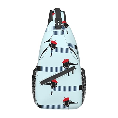 Sac à dos à bandoulière teckel noir unisexe de taille unique pour le quotidien