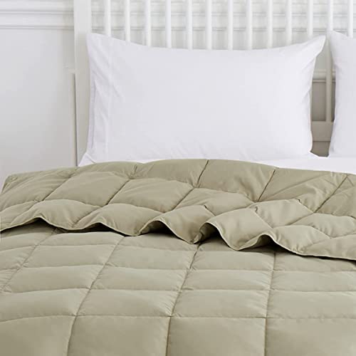 Natural Goose Down Throw Blanket For Couch,Bed Comforter,Sofa Blanket Throw,Outdoor Blanket,Lightweight Down Comforter With Peach Skin Fabric,Reversible Lap Down Blanket Gifts,50"X70",Beige Blanket #TOP6