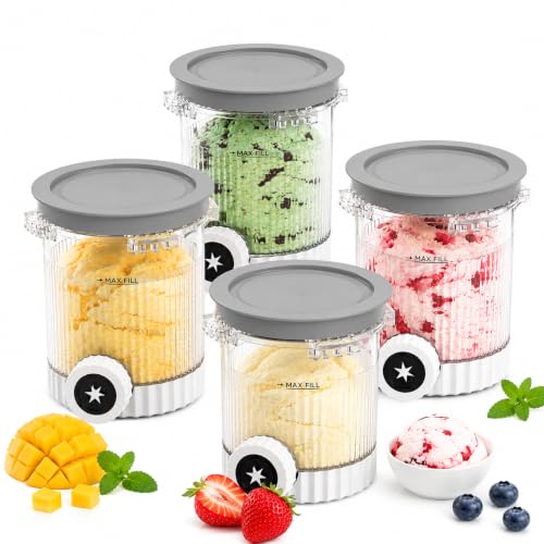 Image of 4 Pack Ice Creami Makers Pints and Lids,NC700 Makers Containers Cups creami accessories Compatible with Ice Cream NC700 NC701 Series & Soft Serve Makers,Dishwasher Safe