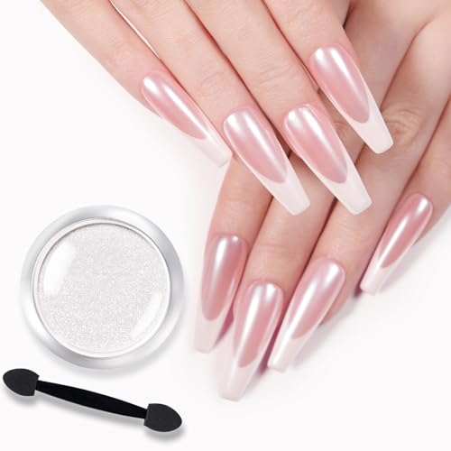 BORN PRETTY White Color Pearl Chrome Nail Powder Auroras Nail Powder