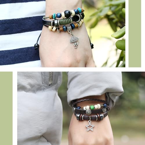 4 Pcs Fairy Grunge Bohemian Bracelets,Multilayer Leather Hand Woven Bracelet Jewelry Fairy Grunge Accessories for Women4