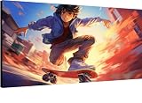 XidexFara Canvas Wall Art for Living Room Bedroom anime style a man skateboarding Big Large Wall Art Decor Framed Painting Wall Pictures Prints Artwork Office