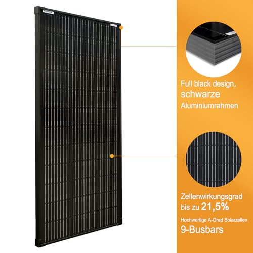enjoy solar Mono 100W 12V Monokristallines Solarpanel Solarmodul Photovoltaikmodul ideal für Wohnmobil, Gartenhäuse, Boot