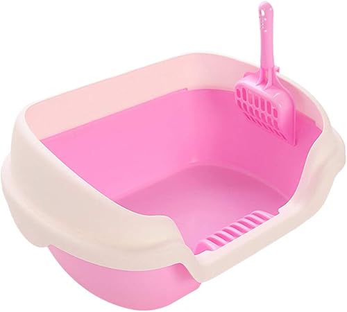 Pet Cat Hut- Caja de arena para gatos semicerrada práctica limpieza de gatos lavabo de plástico para gatos rosa talla M