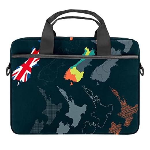 Nya Zeeland karta mörk färg bakgrund laptopväska notebook fodral med handtag 13,5-14,5 tum bärbar axelväska portfölj