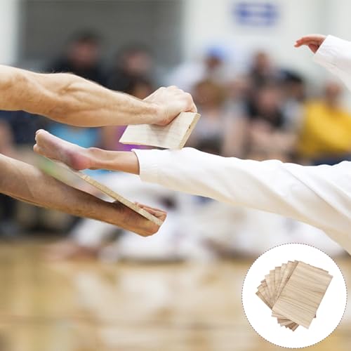 Veemoon 10pcs Karate Wood Breaking Boards, Taekwondo Training Board Rebreakable Boards Martial Arts Karate Equipment for Kids and Adults Kungfu Boxing Equipment 0.6cm Thin Kick Board Sparring Gear