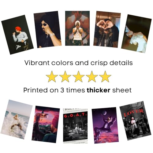 Image of Diljit Dosanjh (Set of 40) | Diljit Dosanjh Mini Posters (15 x10 cm) | Mini Posters of Diljit Dosanjh's songs for Wall, Bedroom, Living room | Punjabi Singer Diljit Dosanjh | Double Tape Included