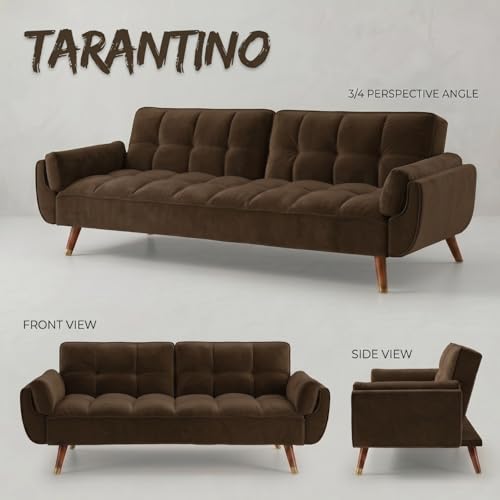 Image of Tarantino 3-Seater Convertible Sofa Cum Bed | Modern Tufted Upholstered Folding Sleeper Sofa for Living Room | High-Density Foam Comfort | Space Saving Couch Bed for Home (Dark Brown)