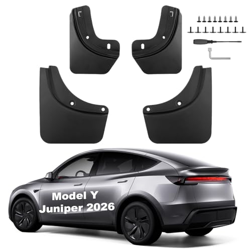Mud Flaps for Tesla Model Y Juniper Accessories 2026 2025 OEM Version All-Weather Front and Rear Splash Guards 4 PCS No Drilling Required