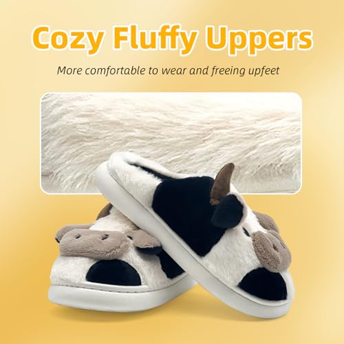 Cow Slippers for Women & Men - Plush Soft Non-Slip House Slipper, Winter Warm Fuzzy Shoes with Comfort Memory Foam4