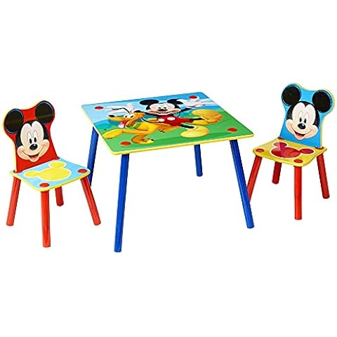 Disney Mickey Mouse Kids Table and 2 Chair Set by HelloHome,Red,63x63x45 cm Cover