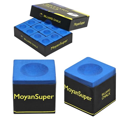 MoyanSuper 12-Piece Pool Cue Chalk Set Cube Chalk for Pool Cue Billiards Table Accessories with Storage Box,Blue