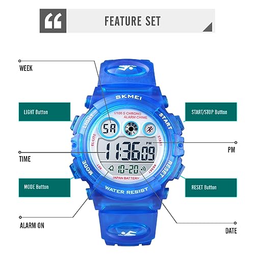 Image of Dayllon Kids Digital Watch,Boys Digital Outdoor Sport Waterproof Watch,with Calendar 12 /24H Alarm 7 Colorful Backlight Stopwatch Wristwatch for 3-15 Years Old