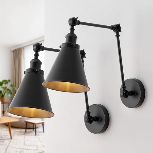 Image of JONATHAN Y Rover 1-Light Wall Sconce 7 inch, Black, Set of 2