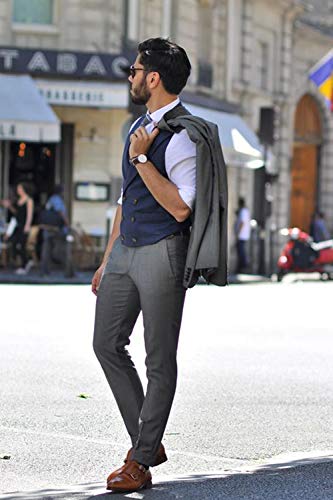 GATMSTZ Men' 3 Pieces Suit Regular Fit Double Breasted Vest Flat Front Pants3