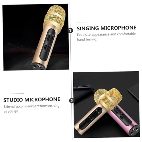 Microphone pour karaoké et studio avec accompagnement sonore doré