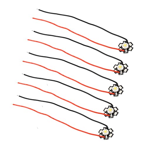 PATIKIL 0.8' LED Chip Bulb, 5 Pack 700mA 3W COB Light Beads Light Copper Bracket with Wire for DIY Lighting Fixtures, Cool White 10000-15000K