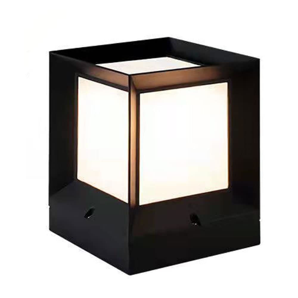 KLerDH Solar Lights, Entrance Lighting Fixture Modern Black Pillar Lamp for Terrace(10cm)