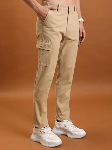 Image of Highlander Men's Tapered Fit | Cargo Trousers | Sleek & Functional | Utility Pockets | Trouser for Men | Men Trousers