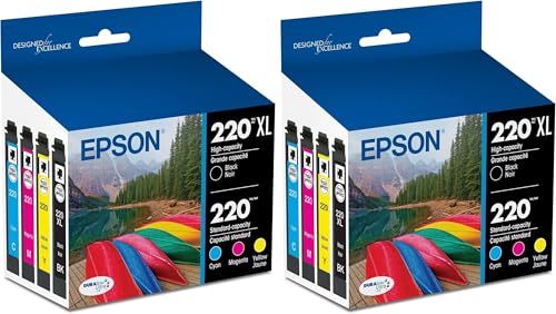 Image of Epson 220 DURABrite Ultra Ink High Capacity Black & Standard Color Cartridge Combo Pack Works with Workforce WF-2630,2650,2660,2750,2760 and Expression XP-320,420,424,(Pack of 2)