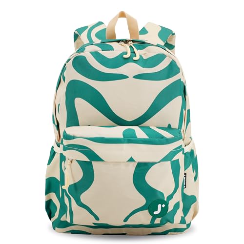 Image of J World Oz Middle School Backpack for Kids. Cute Laptop Bookbag for Girls Boys, Green Swirl