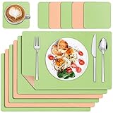 【LO QUE CONSIGUES】: 1 juego de manteles individuales sin arrugas en paquete plano, que incluye 6 manteles individuales (Dimensión: 44 cm x 30 cm) y 6 posavasos (Dimensión: 10 x 10 cm). Compromiso de servicio SPRIME: si tiene alguna pregunta o insatisfacción con los productos y pedidos, no dude en contactarnos. Le ofreceremos soluciones en 24 horas.
