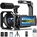 Camcorder Video Camera 5K, 56MP WiFi Vlogging Camera for YouTube with 16X Digital Zoom 3” Touchscreen IR Night Vision Video Recorder Cameras with 2 Batteries,64GB Card,Remote,Mic,Lens Hood,Tripod